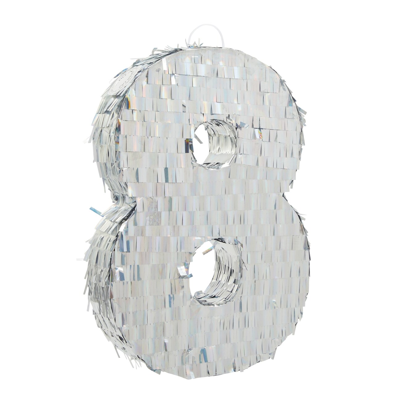 Small Holographic Silver Foil Number 8 Pinata for Kids Birthday Party Decorations (15.7x9x3 in)